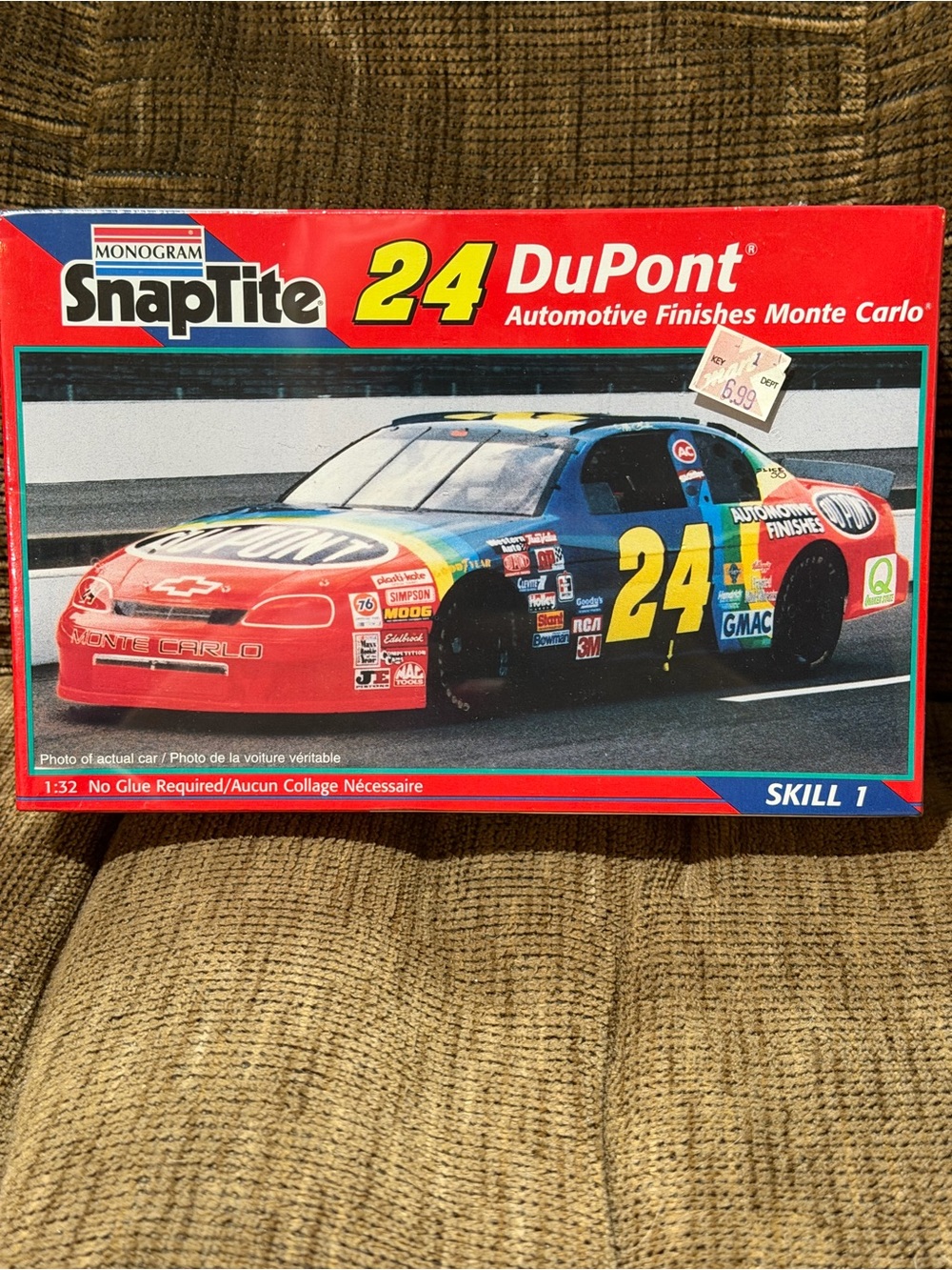 Monogram SnapTite 24 DuPont Monte Carlo Toy Race Car - Red/Blue/Yellow